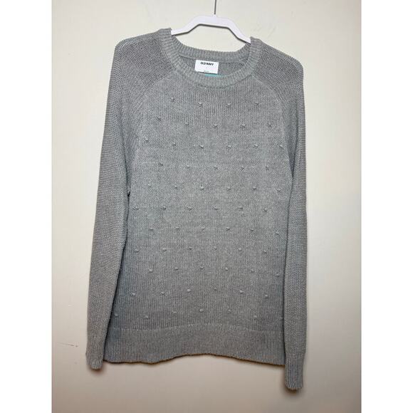 Old Navy Ladies Gray Sweater Raised Knit Accent Long Sleeves Size L - Picture 3 of 7